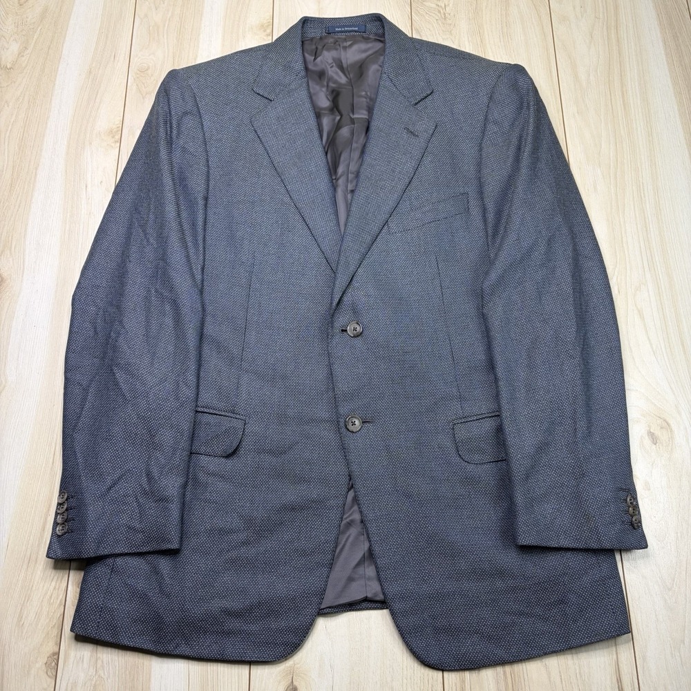 Ermenegildo Zegna Blue Textured Silk & Wool Blazer Mens 42R Jacket